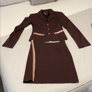 Brown and pink striped suit